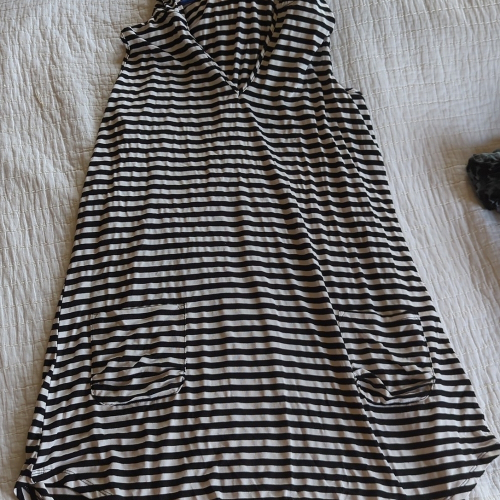 Black and White Striped Swim Cover